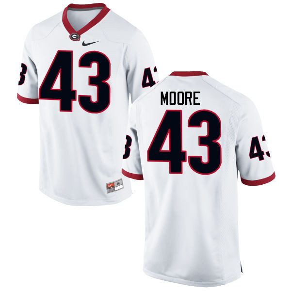 Men Georgia Bulldogs #43 Nick Moore College Football Jerseys-White - Click Image to Close